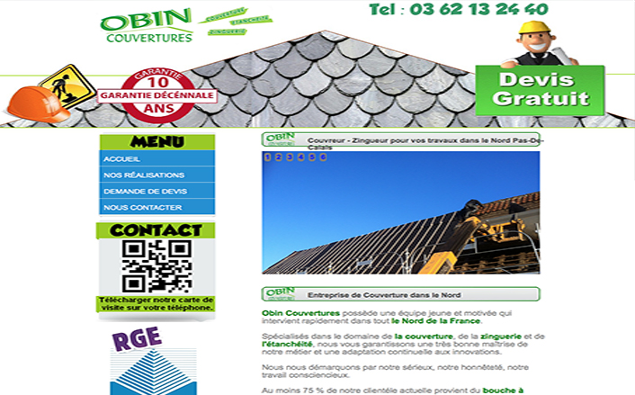réalisation du site de Obin couvertures